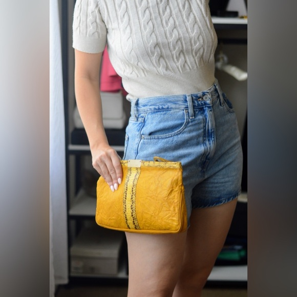 Jimmy choo yellow leather snakeskin clutch - Picture 3 of 16